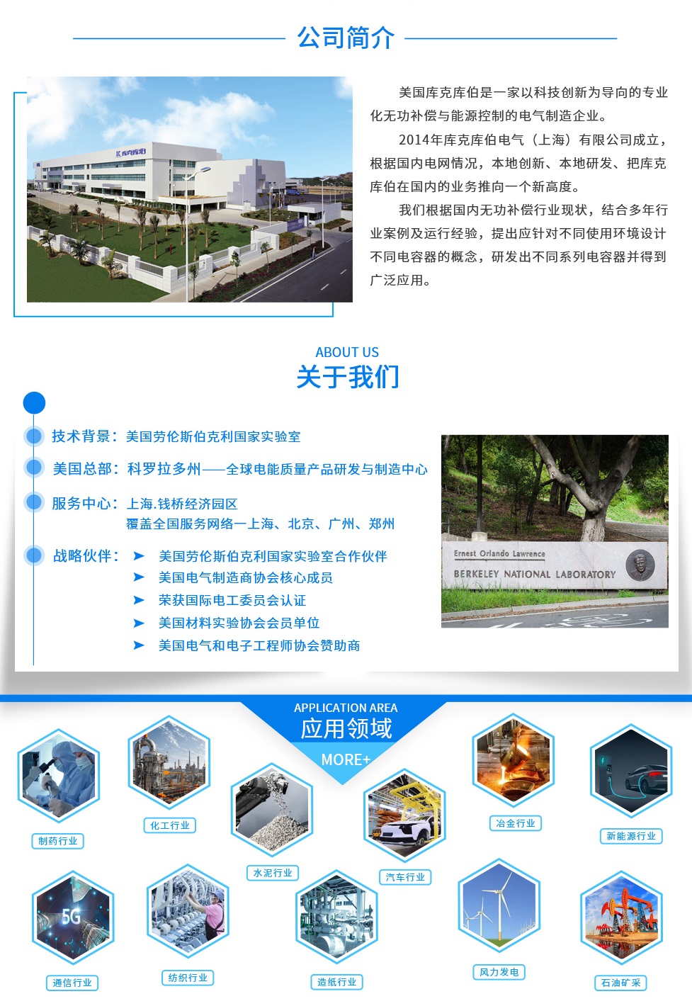 美國(guó)庫(kù)克庫(kù)伯電氣于1990年成立，總部位于美國(guó)科羅拉多州[1990年在科羅拉多州成立.庫(kù)克庫(kù)伯依托于美國(guó)勞倫斯伯克利實(shí)驗(yàn)室的科研成果轉(zhuǎn)化組建了庫(kù)克庫(kù)伯的科研團(tuán)隊(duì)，致力于電力領(lǐng)域介電材料的研發(fā)，無(wú)功補(bǔ)償及電能質(zhì)量產(chǎn)品的設(shè)計(jì)與開(kāi)發(fā)，擁有多項(xiàng)技術(shù)專(zhuān)利，為客戶(hù)提供長(zhǎng)期的服務(wù)和潛在的增長(zhǎng)價(jià)值。